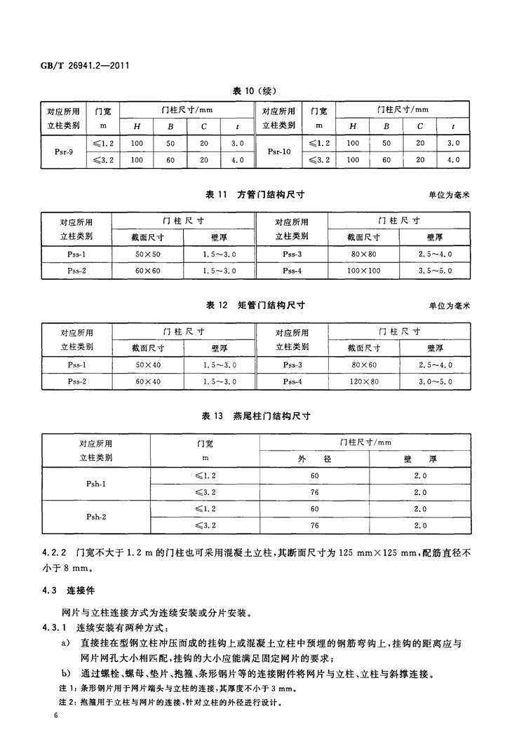  隔离栅 第2部分：立柱、斜撑和门   国家标准(图7)